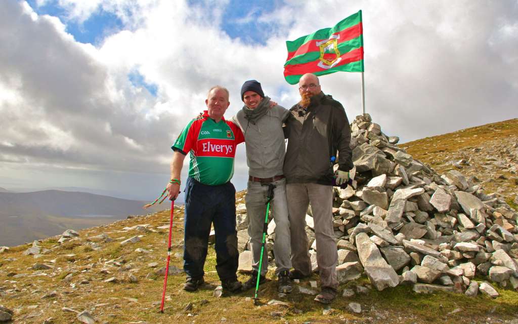 Mayo Flag Planted on top of Mount Errigal in County Donegal 