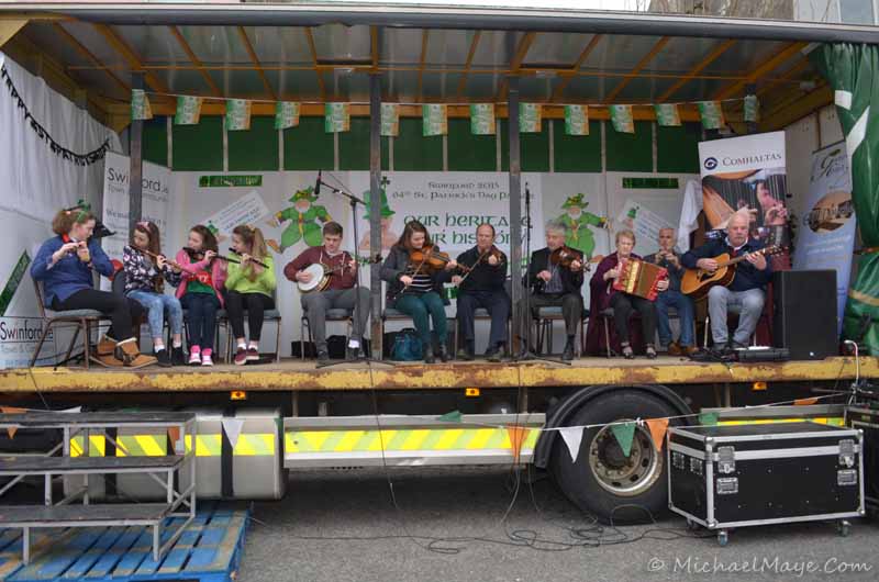 Swinford comhaltas playing at Swinford st Patrick's day parade 2015